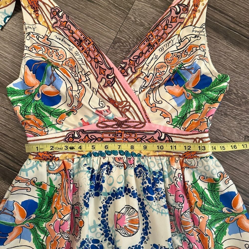 Anthropologie Multicolor Floral Medallion Print Tie-Shoulder Dress - Picture 5 of 10